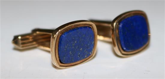 Pair of 9ct gold and lapis cufflinks